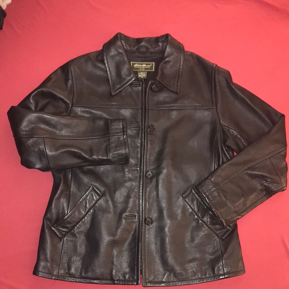 Eddie Bauer button down leather jacket